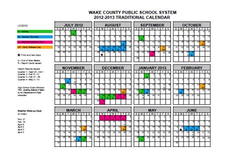 5th Grade at a Glance: Wake County Traditional School Calendar