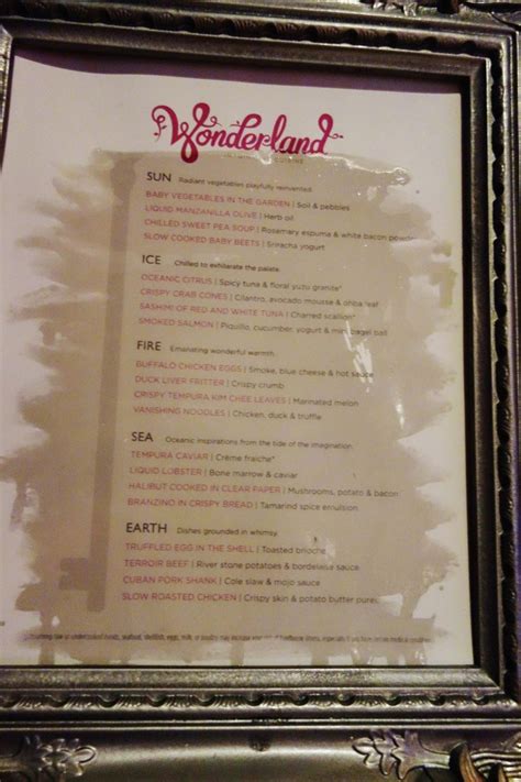 Wonderland Menu Revealed - EatSleepCruise.com