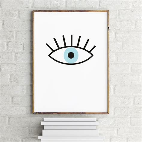 Eye Wall Art Boho Print Eclectische Muur Kunst Blue Eye | Etsy