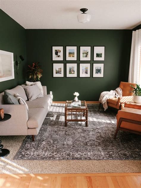 Dark living rooms, Green walls living room, Living room colors