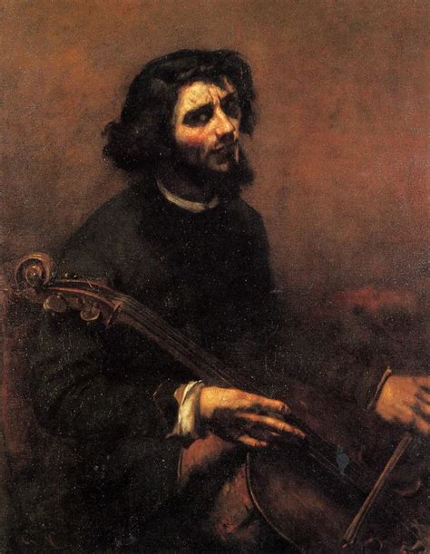 The Cellist, Self Portrait 1847 Painting | Gustave Courbet Oil Paintings