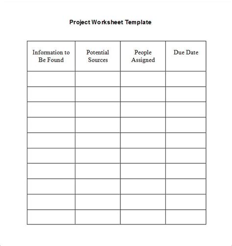 Worksheet Template Word