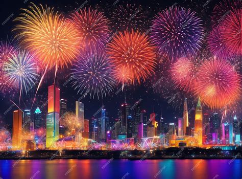 Premium AI Image | Colorful Happy New Year 2024 fireworks