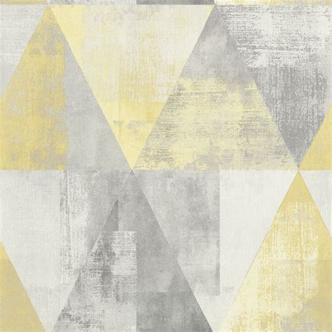 Rasch Triangle Geometric Vintage Yellow Wallpaper Non Woven Textured ...