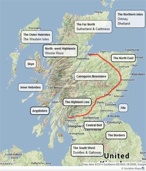 Map of the regions of Scotland