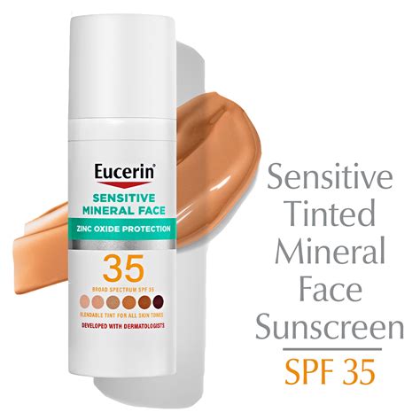 Eucerin Sun Tinted Mineral Face Sunscreen Lotion, SPF 35, 1.7 fl oz ...