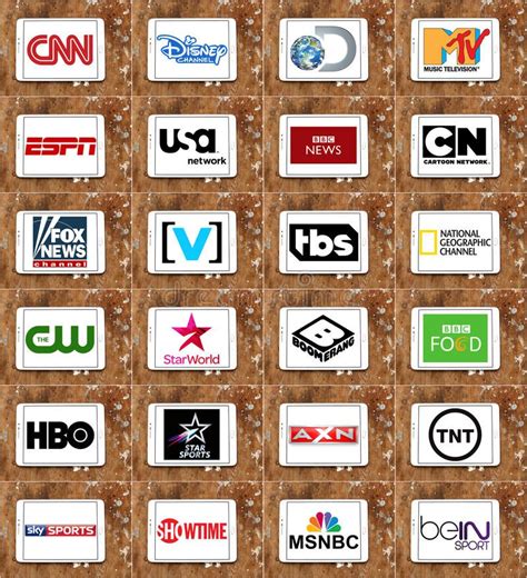 Logos of top famous tv channels and networks. Collection of logos and ...