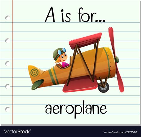 Flashcard letter a is for aeroplane Royalty Free Vector