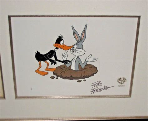 Warner Bros Bugs Bunny Daffy Duck Animation Cel 1/1 & Pencil Sketches w ...