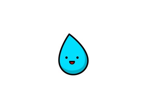 a blue water drop with a face drawn on it