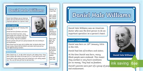 KS1 Daniel Hale Williams Fact File (teacher made) - Twinkl