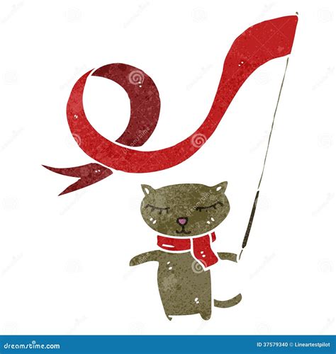 Retro Cartoon Cat Waving Flag Stock Vector - Illustration of cute ...