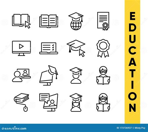 Education Vector Icons Collection for Online Education, E-learning ...