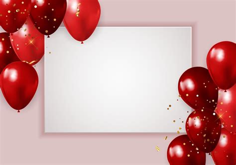 Happy Party Birthday Background with Realistic Red Balloons and Frame ...