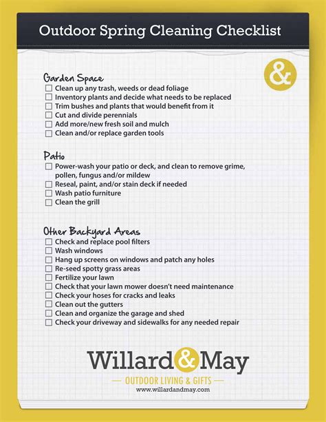 Outdoor Spring Cleaning List | Templates at allbusinesstemplates.com