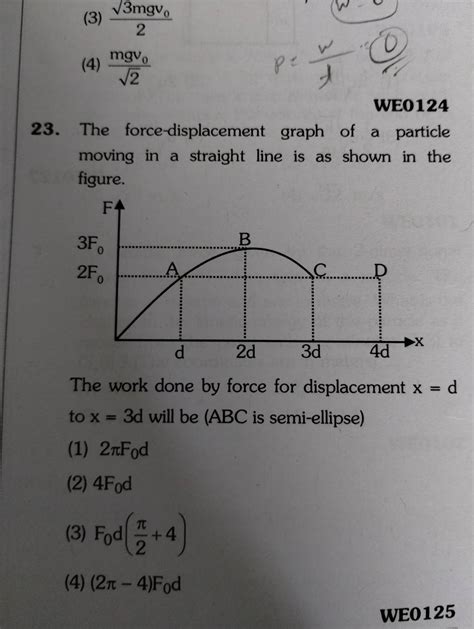 WE0124 23. The force-displacement graph of a particle moving in a straigh..