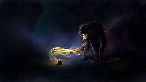 Download Black Panther Animal Yellow Light Wallpaper | Wallpapers.com