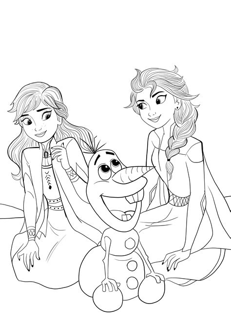 Anna Elsa Olaf Coloring Page