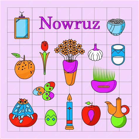 Premium Vector | Nowruz symbols set patterns illustration