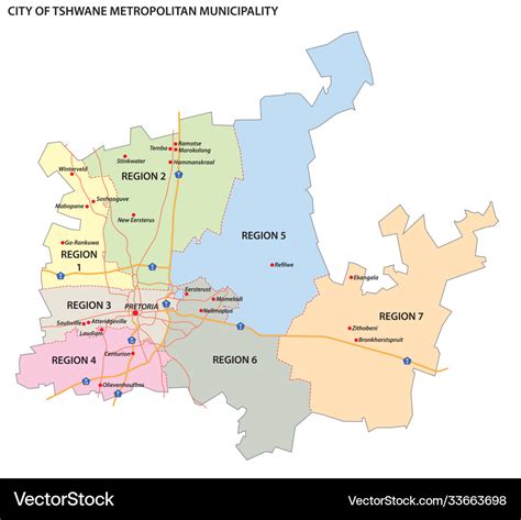 Administrative map city tshwane pretoria Vector Image