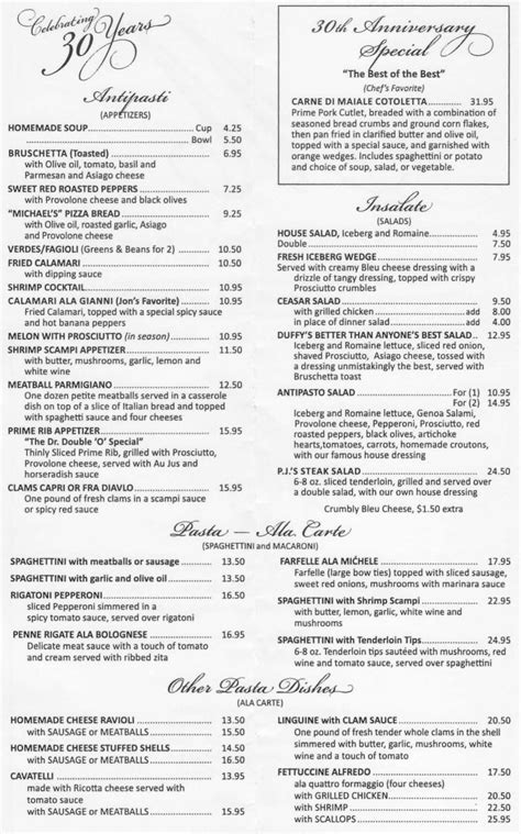 Michael's Restaurant Menu, Auburn, NY