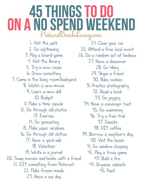 50 No Spend Weekend Activities Everyone Loves