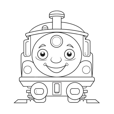 Thomas The Train Coloring Pages For Kids Outline Sketch Drawing Vector ...