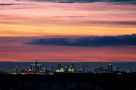 Sunrise over the Detroit skyline, Nov. 8th 2022 - After photographing ...