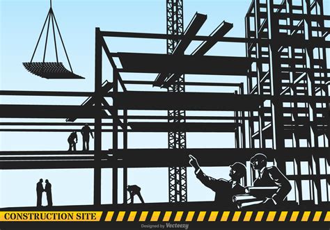 Construction Site Vector Silhouette Illustration 183142 Vector Art at ...