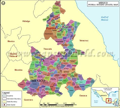 Download Puebla #Map online showing the #administrative divisions of ...