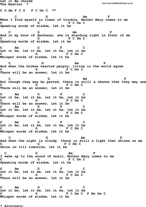 let it be lyrics beatles | Song Lyrics with guitar chords for Let It Be ...