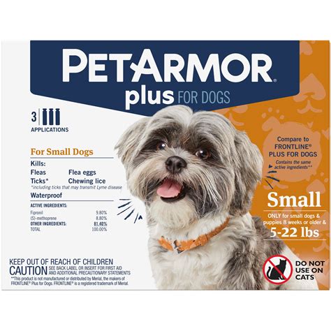 PetArmor Plus Flea & Tick Prevention for Small Dogs (4-22 lbs), 3 ...