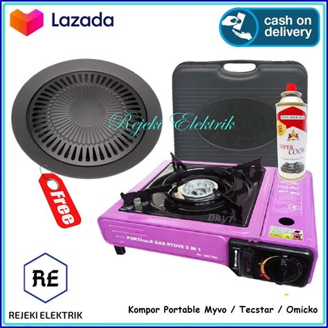 PAKET LENGKAP Kompor Gas Portable 2 in 1 + Ultra Gril Pan + Gas Kaleng ...