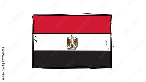 Cartoon, vector hand drawing of Egypt flag illustration Stock Vector ...