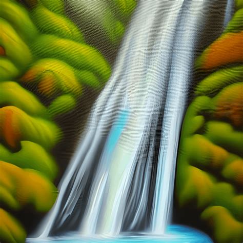 Oil Painting of Tropical Waterfall · Creative Fabrica