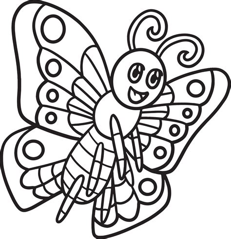 Butterfly Animal Isolated Coloring Page for Kids 10993696 Vector Art at ...