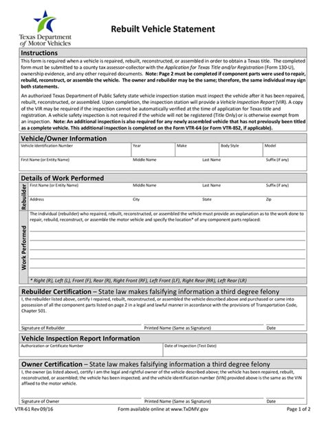 Fill - Free fillable Texas Department of Motor Vehicles PDF forms