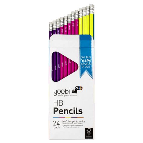 24PK HB TRIANGLE PENCILS - ASSORTED COLOURS - Yoobi Australia