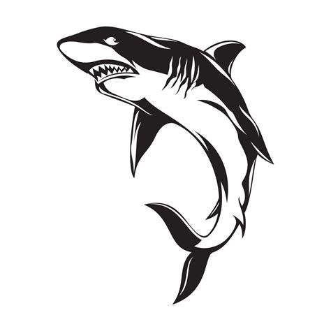 Shark Silhouette Vector illustration - Black and white Shark clipart ...