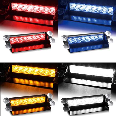 Car Vechicle Led Emergency Strobe Flash Warning Light 12V 8 Led ...