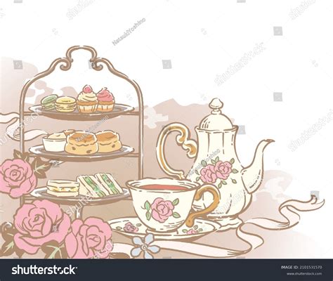 Illustration Tea Time Objects Vintage Style Stock Vector (Royalty Free ...