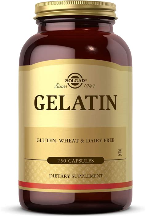 Amazon.com: Solgar Gelatin 1680 mg, 250 Capsules - Natural Gelatin ...