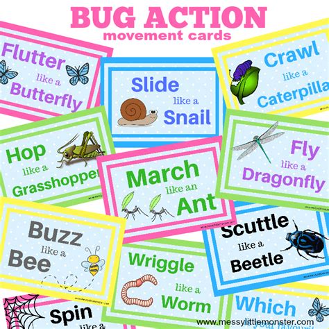 Bug Action Movement Cards - Messy Little Monster