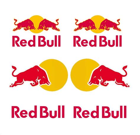 Red Bull Racing Bike, Car Moto Boards, Helmet Stickers Set x6 (12CM) No ...