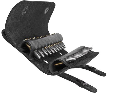 Genuine Leather .22 Cal Ammo Belt Pouch Shell Holder Black - Walmart.com