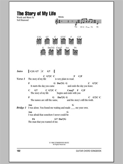 The Story Of My Life by Neil Diamond - Guitar Chords/Lyrics - Guitar ...