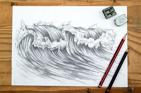 How To Draw Ocean Waves With Pencil