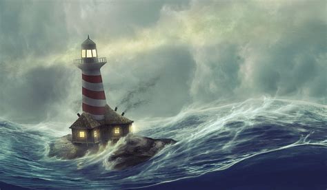 Lighthouse Storm Painting at PaintingValley.com | Explore collection of ...