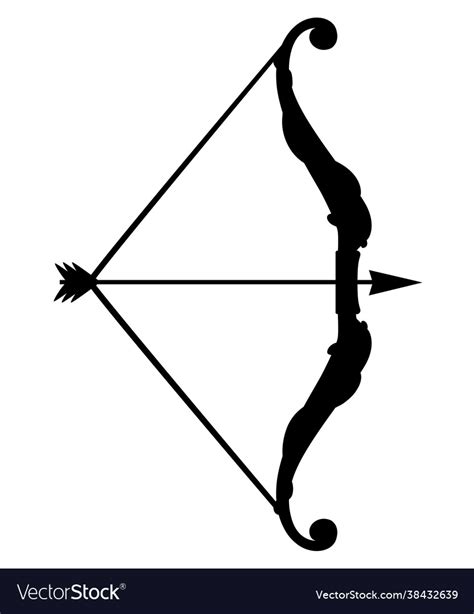 Black silhouette bow weapon with arrows medieval Vector Image