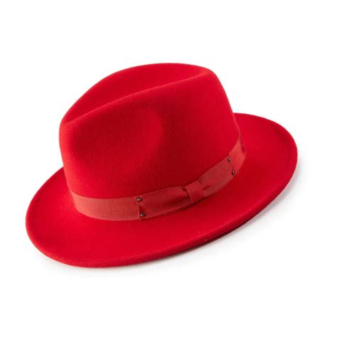 Montique Red Color 2 1/2 Inch Wide Brim Wool Felt Hat H-70 – Suits & More